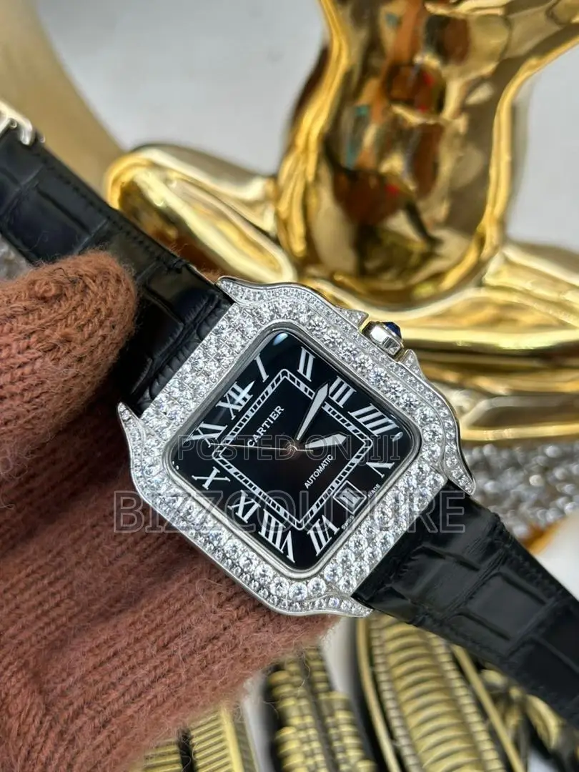 Original CARTIER BLACK LEATHER WATCH Available in Store