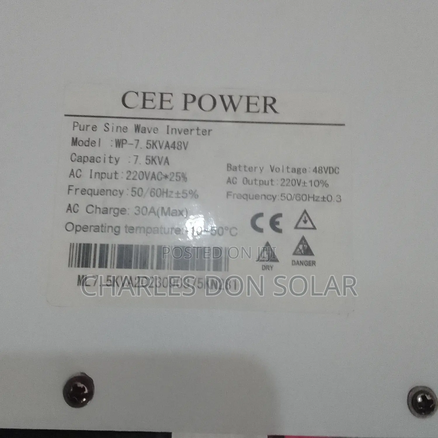 CEE Power Inverter 7.5kva