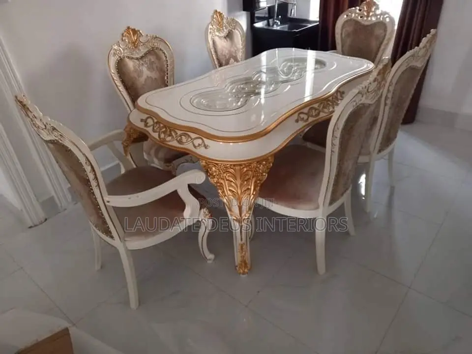Royal Exquisite Wooden Dining Table With 6 Chairs
