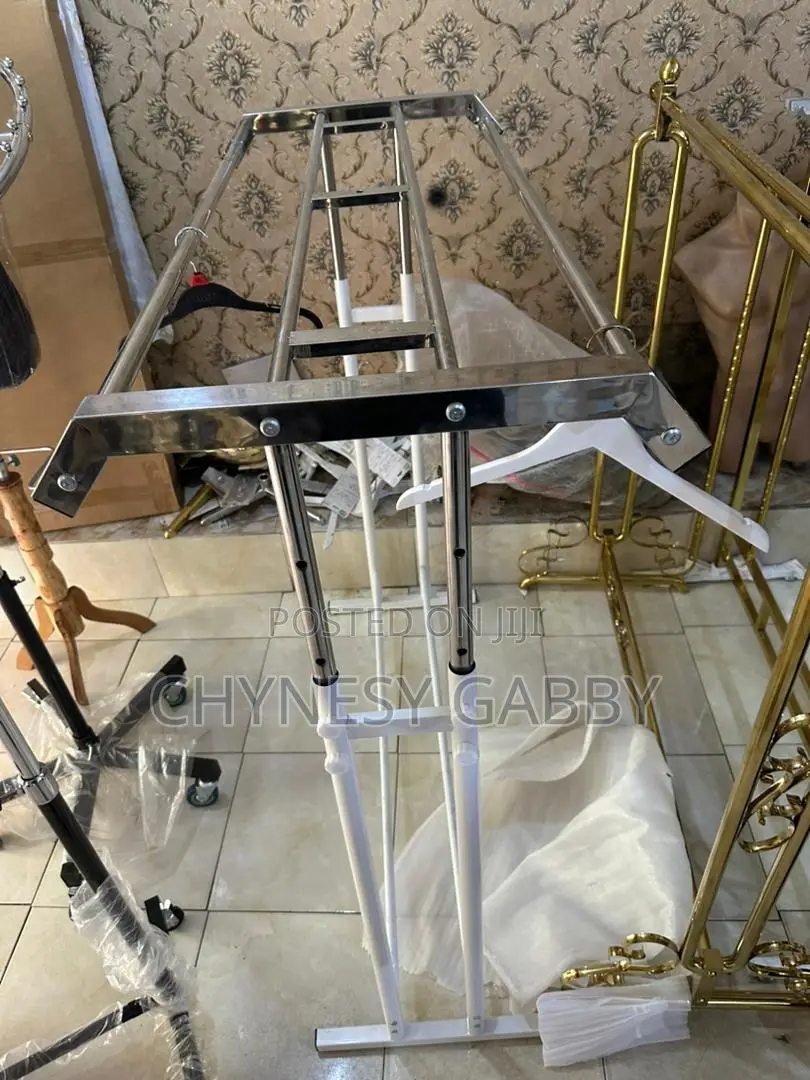 Double Standing Hanger White and Silver
