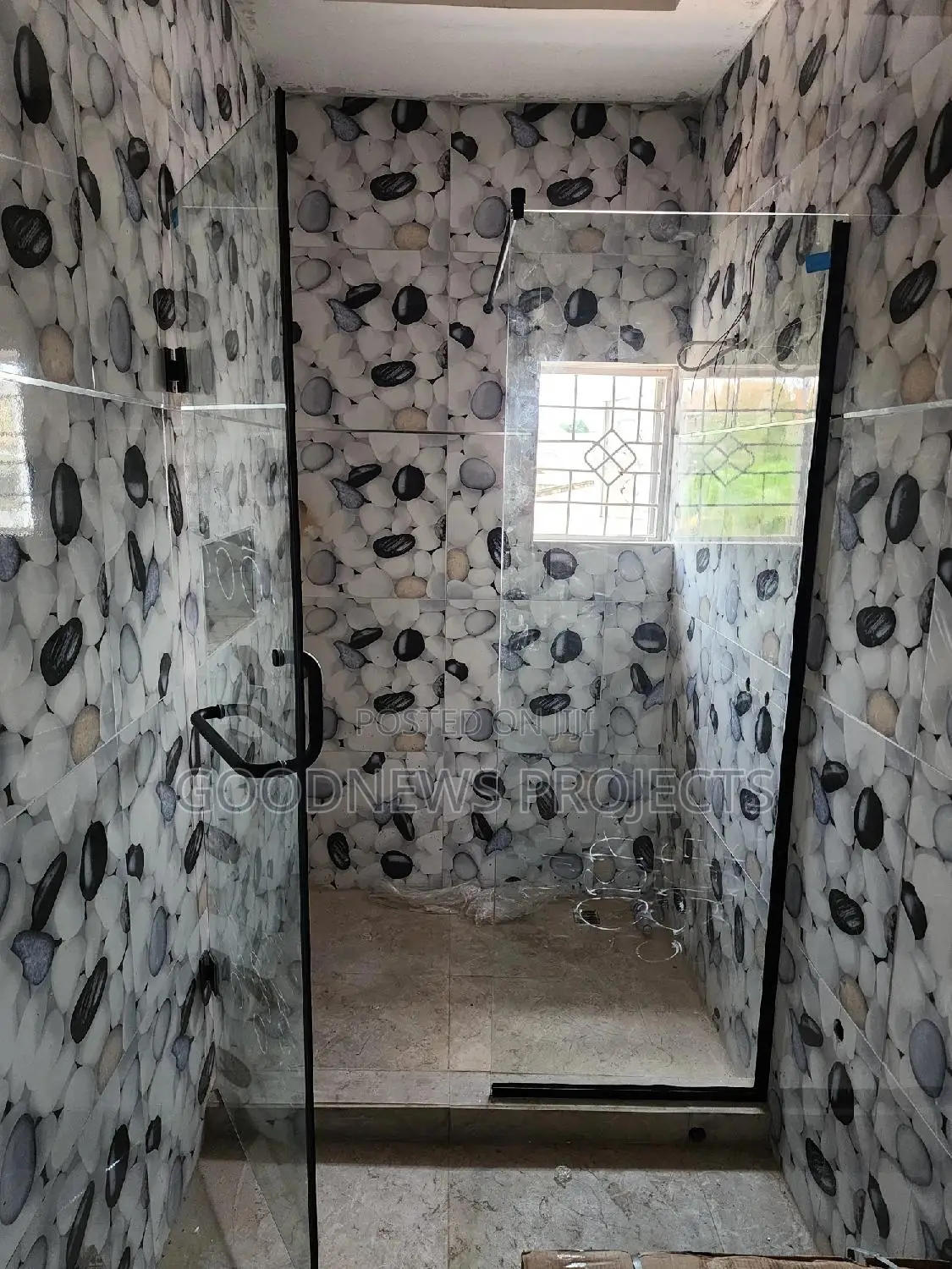 Shower Door With Black Accessories