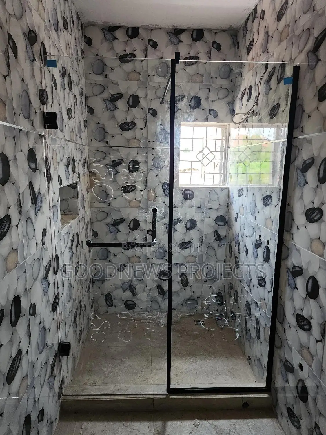 Shower Door With Black Accessories