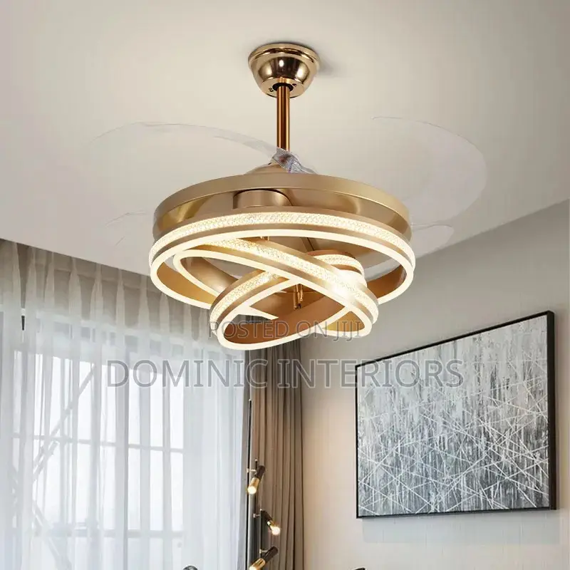 Dimmable Chandelier Retractable Ceiling Fan