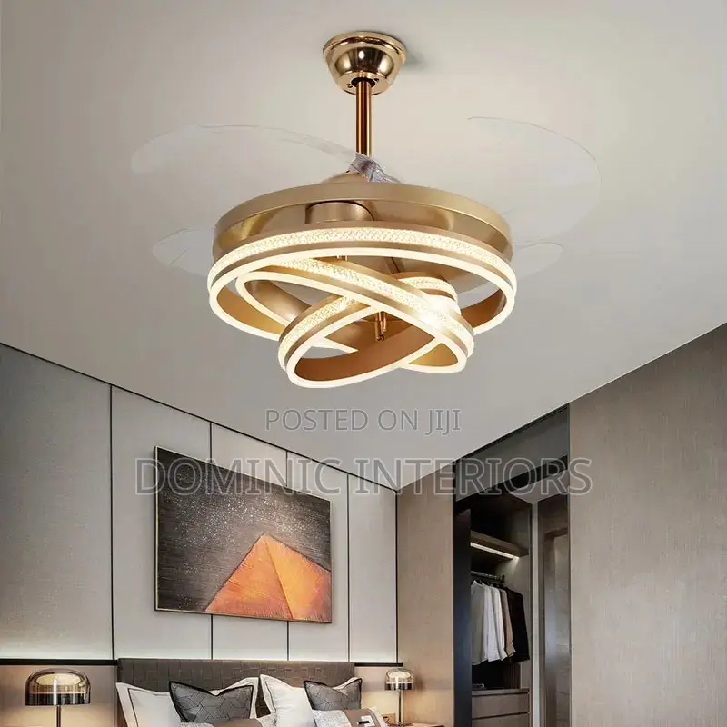 Dimmable Chandelier Retractable Ceiling Fan
