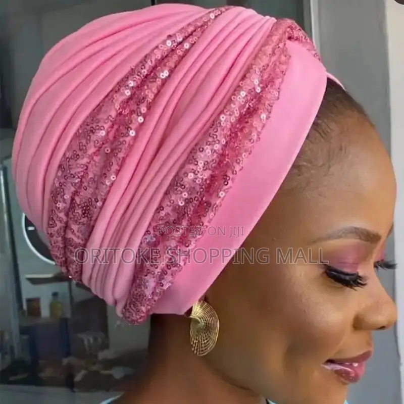 Women Sequins Turban Cap