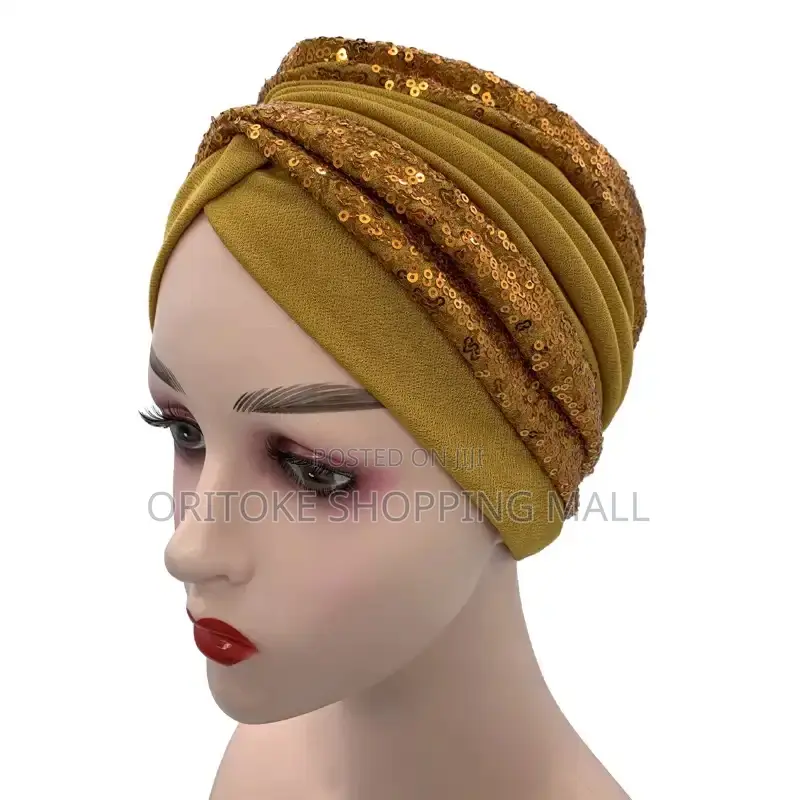 Women Sequins Turban Cap