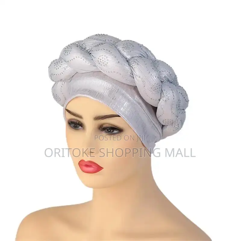 Glitter Diamonds Braids Autogele Women Turban Cap Female