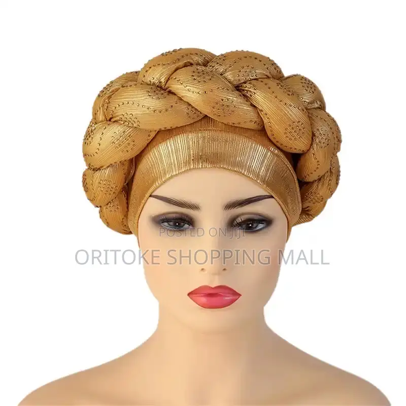 Glitter Diamonds Braids Autogele Women Turban Cap Female