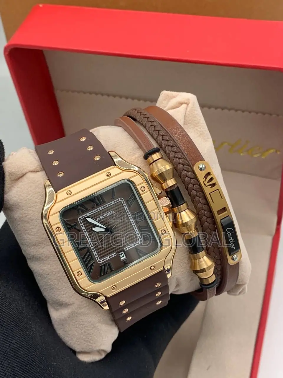 Cartier and Bracelet Set Wristwatch With Box