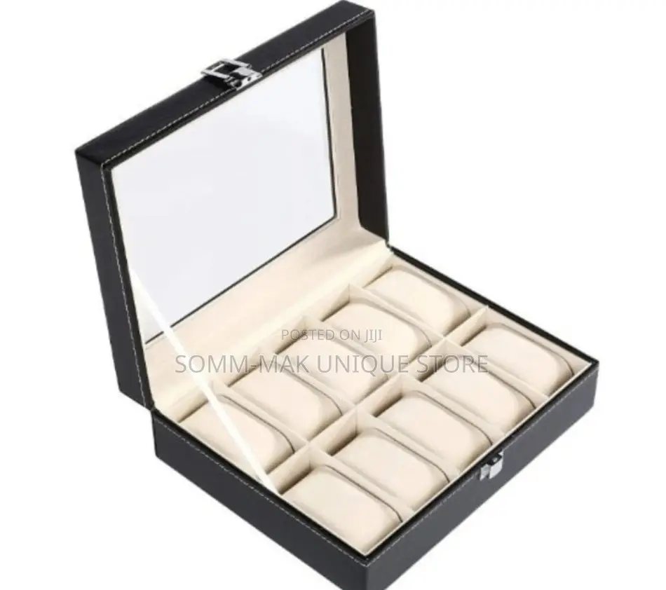 Unisex Watch Box - Display Case Real Glass Organizer-10 Slot