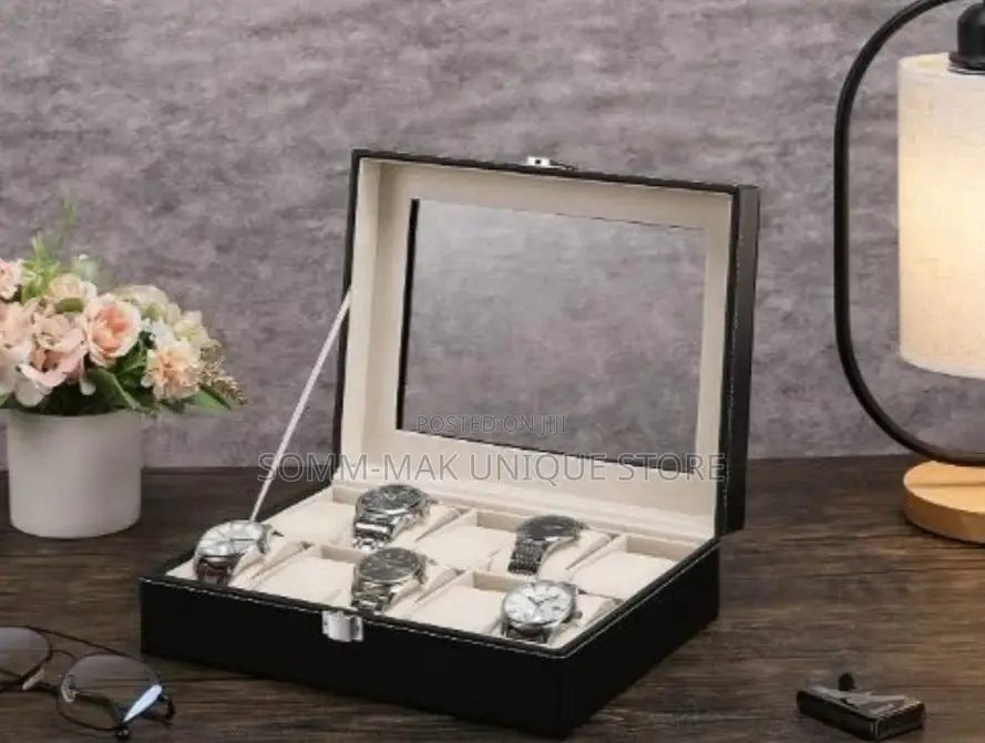 Unisex Watch Box - Display Case Real Glass Organizer-10 Slot