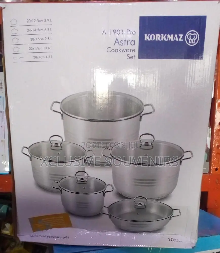 10pcs Korkmaz Stainless Pot Set With Cover
