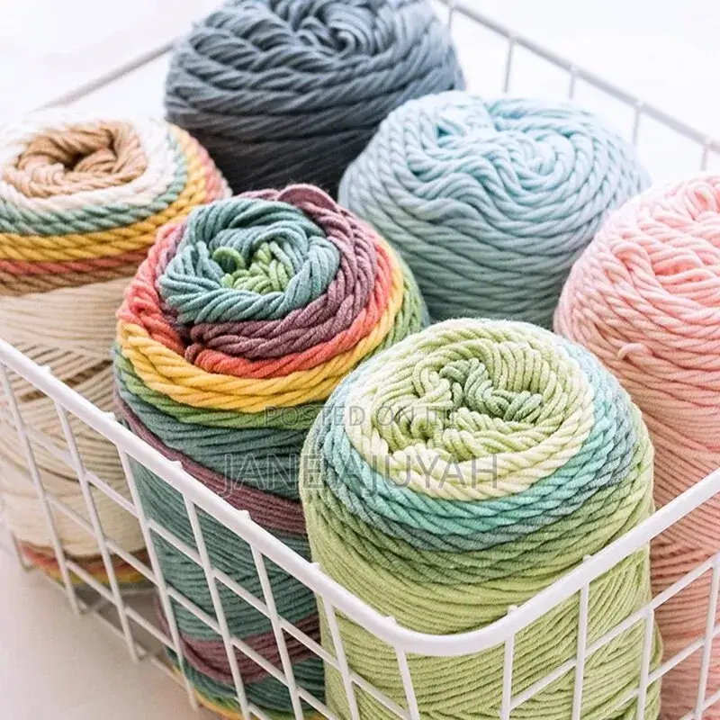 100G Rainbow Color Hand-Woven Cotton Yarn