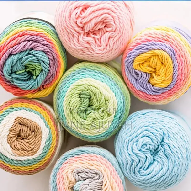 100G Rainbow Color Hand-Woven Cotton Yarn