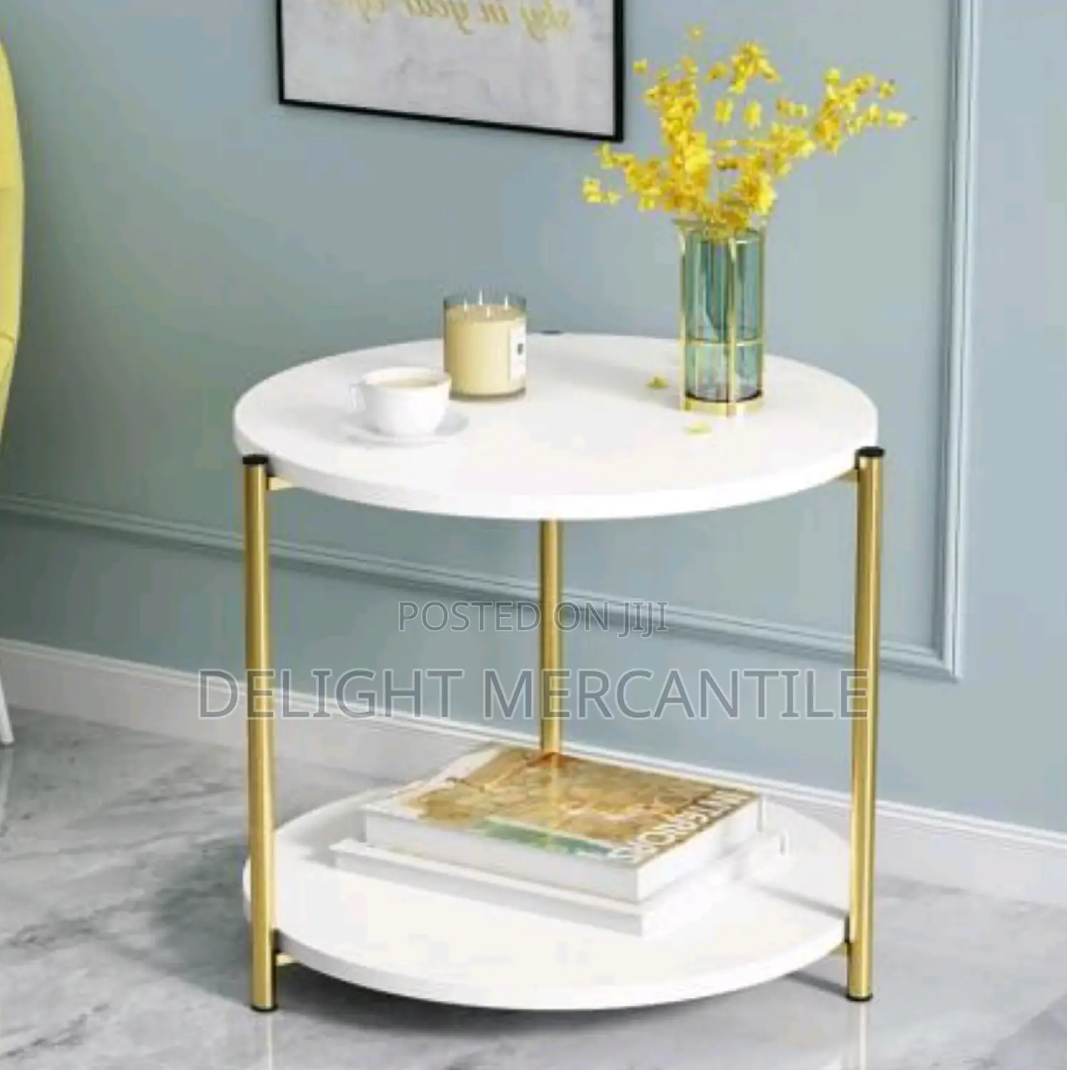 Modern Marble-Look Side Table Laptop Stand