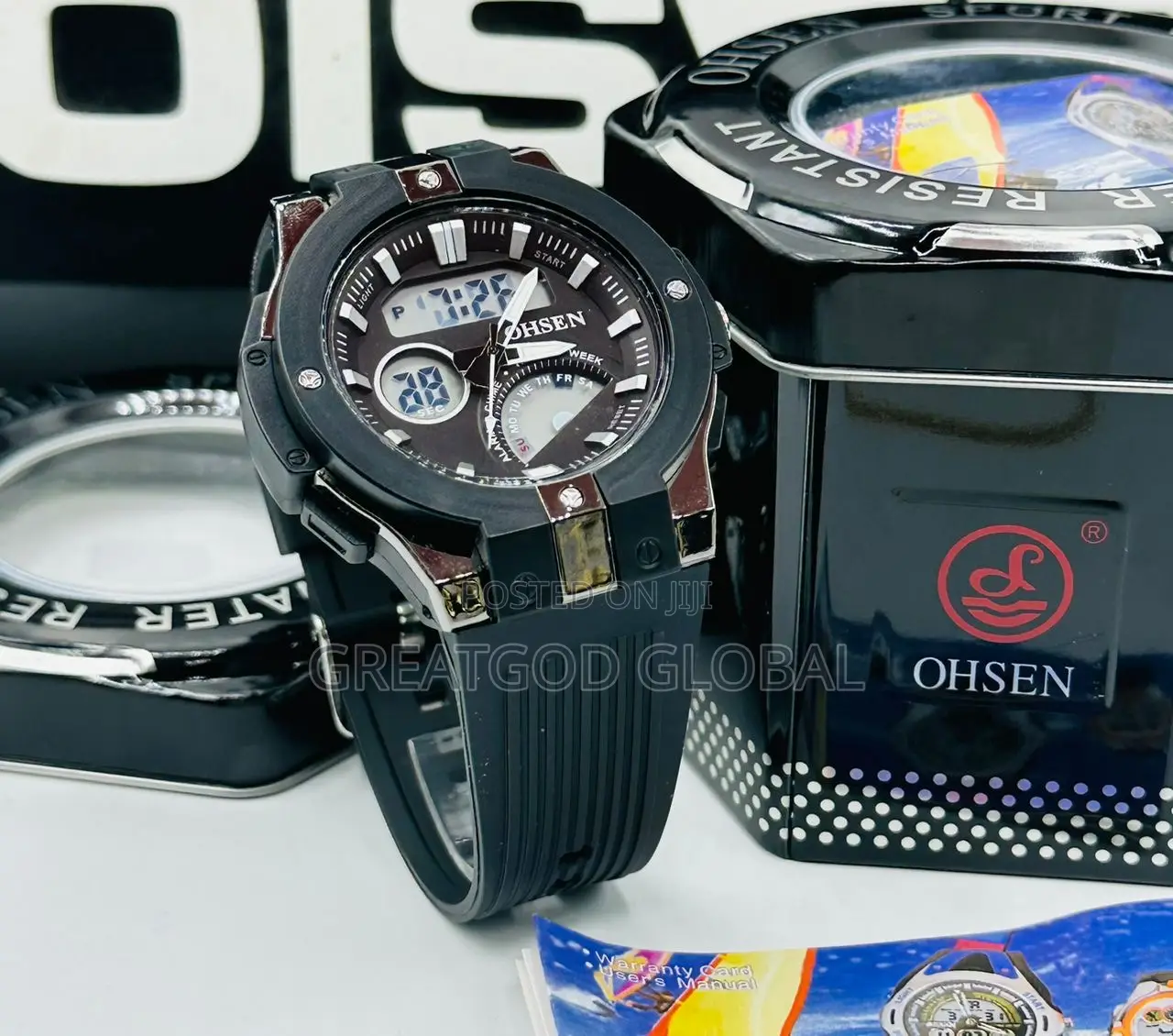 Brand: Ohsen Dual Time With Water Proof Wristwatch
