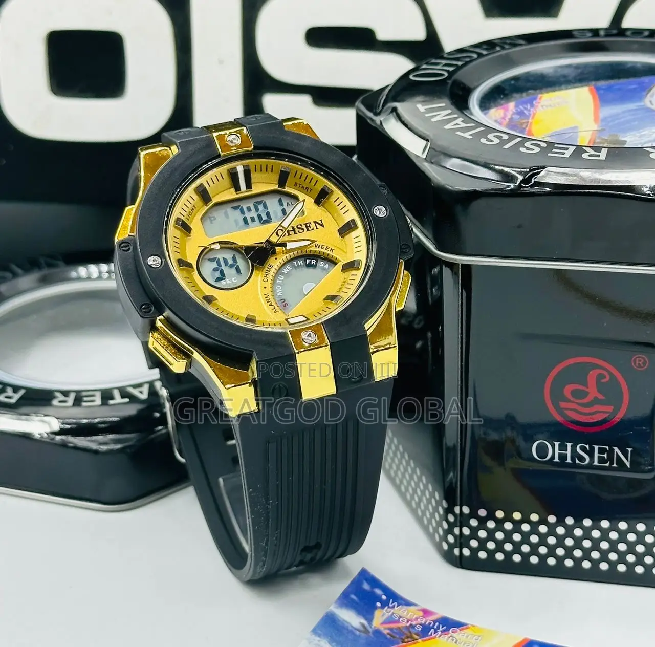 Brand: Ohsen Dual Time With Water Proof Wristwatch