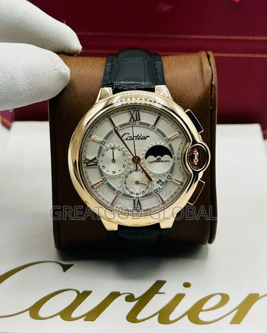 Cartier Active Chronograph Leather Wristwatch