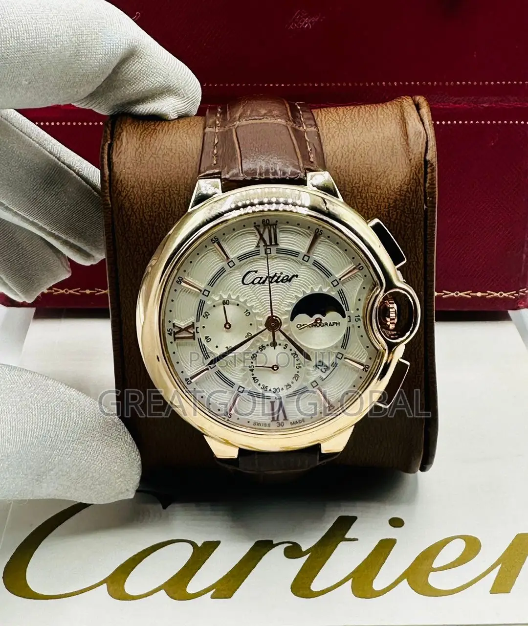 Cartier Active Chronograph Leather Wristwatch