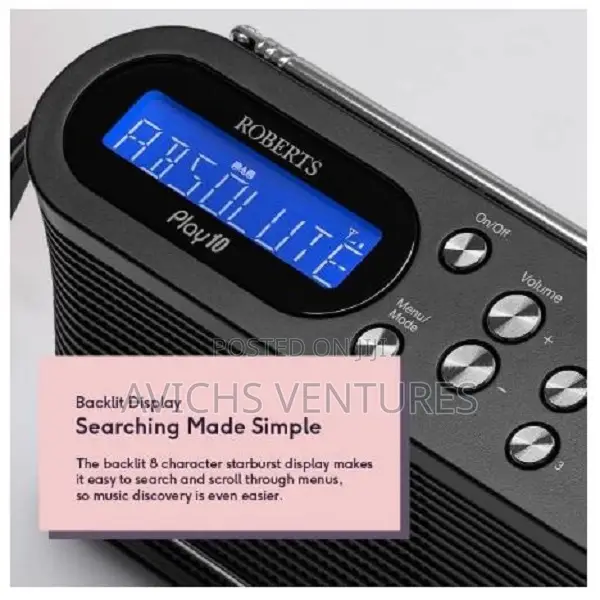 Roberts Play10 DAB/DAB Plus/Fm Digital Radio - Black