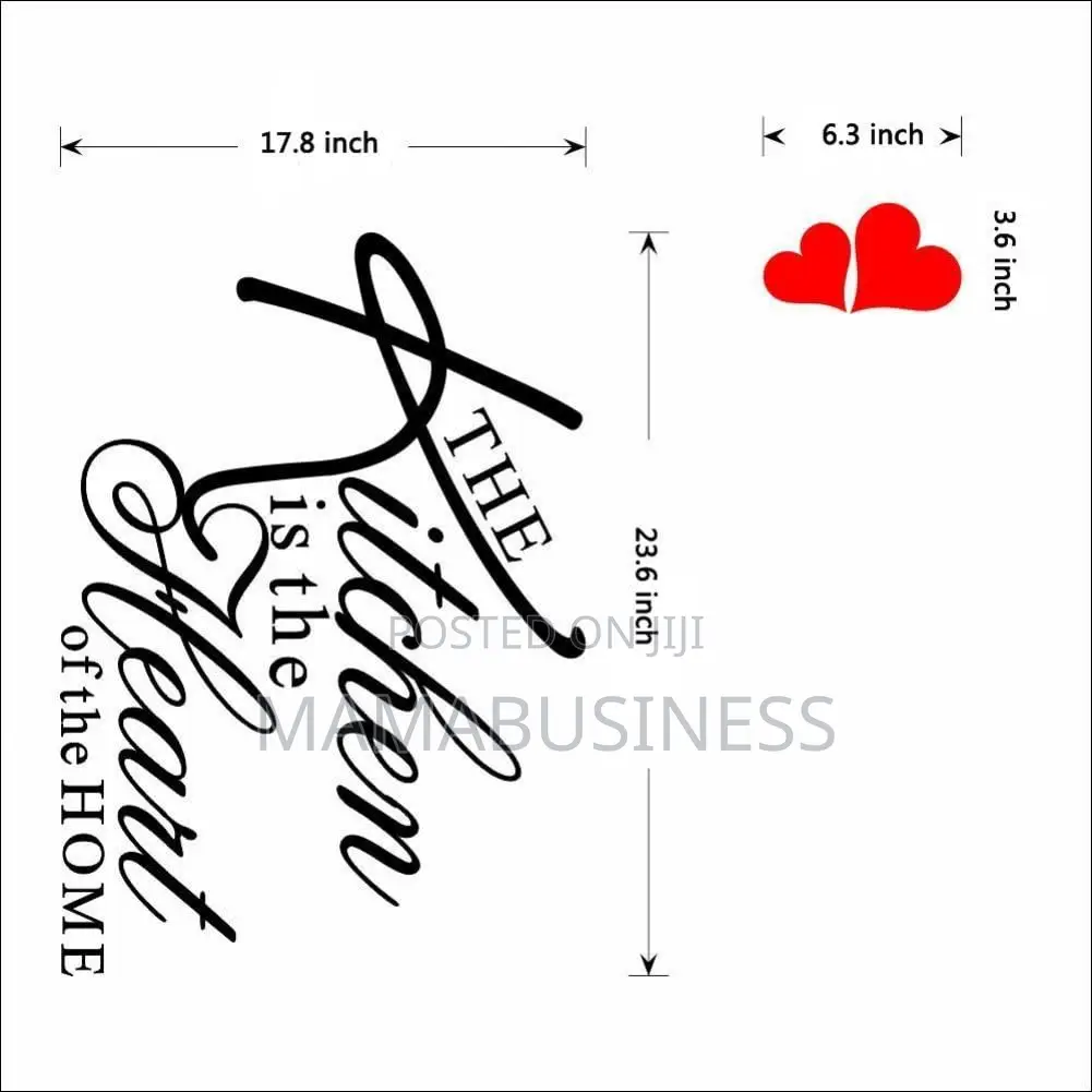 The Kitchen Is the Heart of the Home Red Heart Wall Sticker