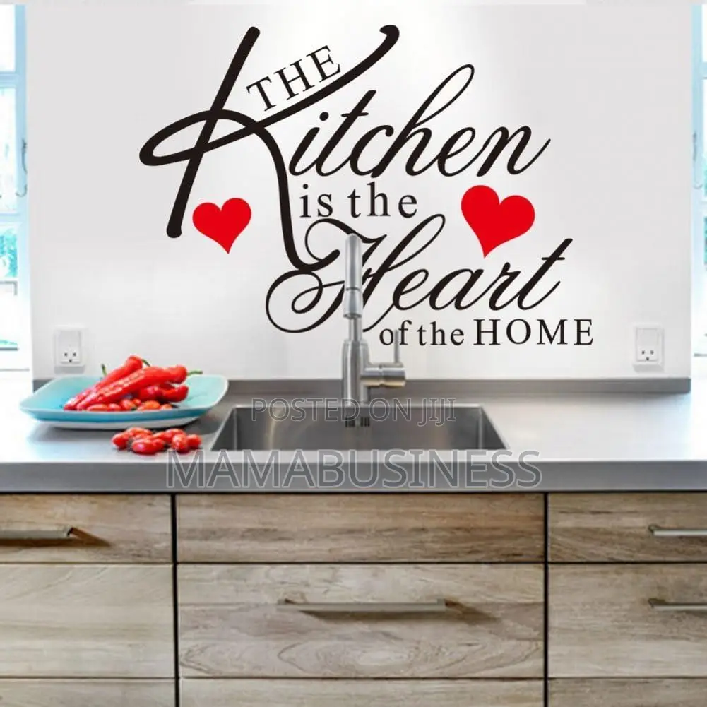 The Kitchen Is the Heart of the Home Red Heart Wall Sticker