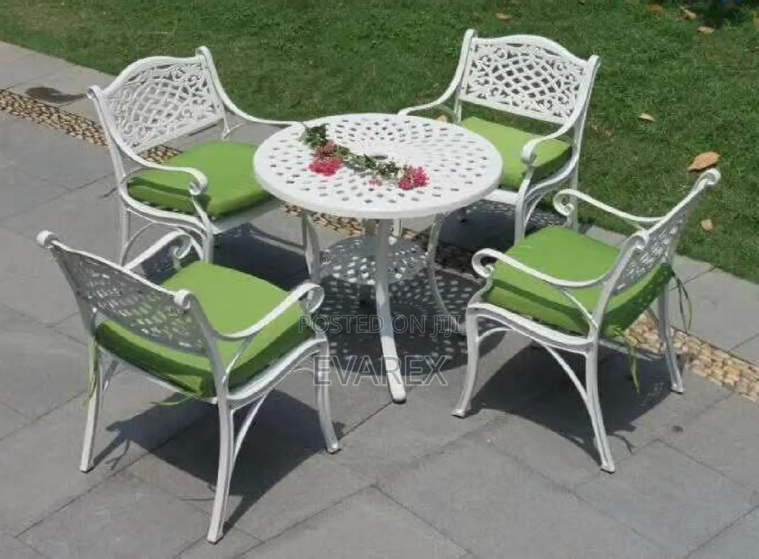 Executive Wrought Iron Outdoor White Chair Set