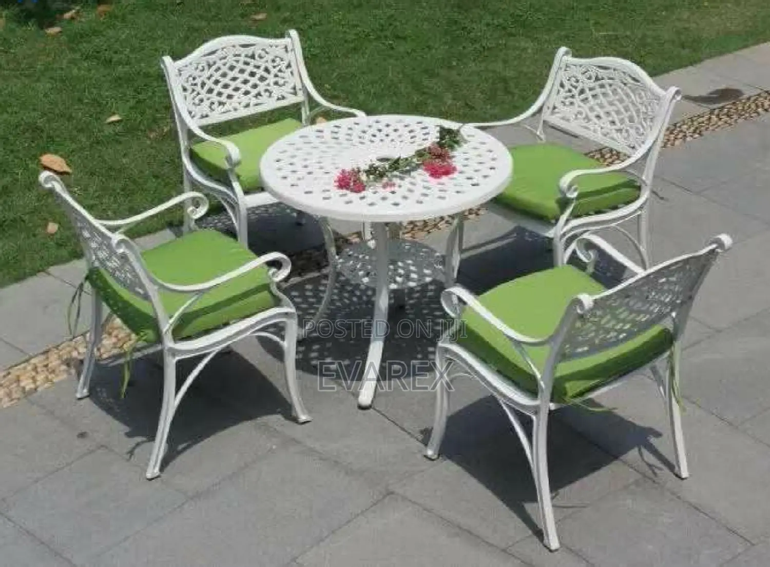 Executive Wrought Iron Outdoor White Chair Set