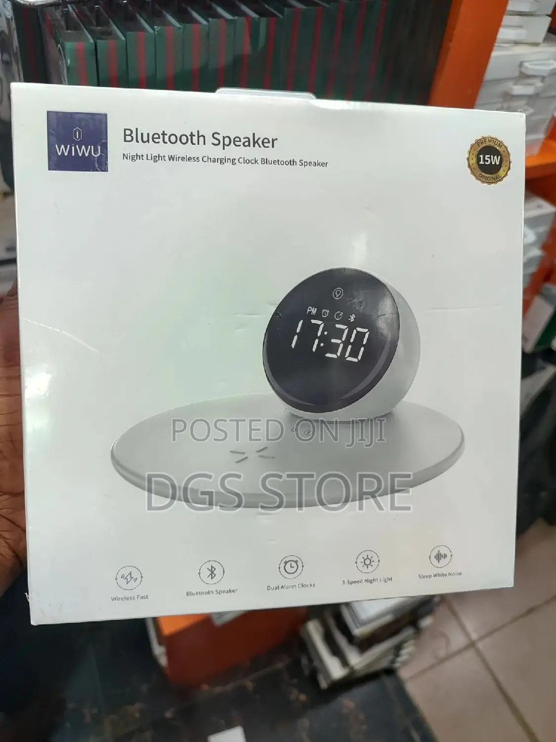 Wiwu Wi WO17 5in1 Wireless Charging Clock Bluetooth Speaker