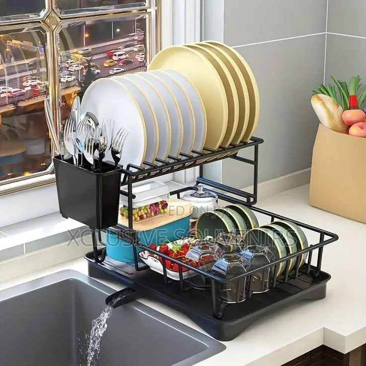 2 Tier Stainless Steel Multifunctional Dish Drying Rack