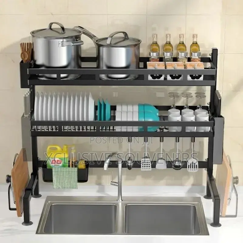 2-Tier Stainless Steel Over the Sink Dish Drying Rack (85cm)
