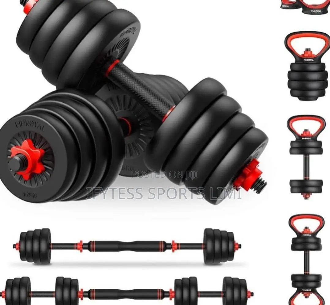 30kg Robber Dumbbell With Barbell and Kettlebell Handle.