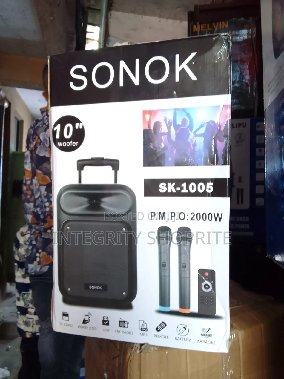 SONOK 10'' Rechargeable Public Address System, 2 MIC, FM