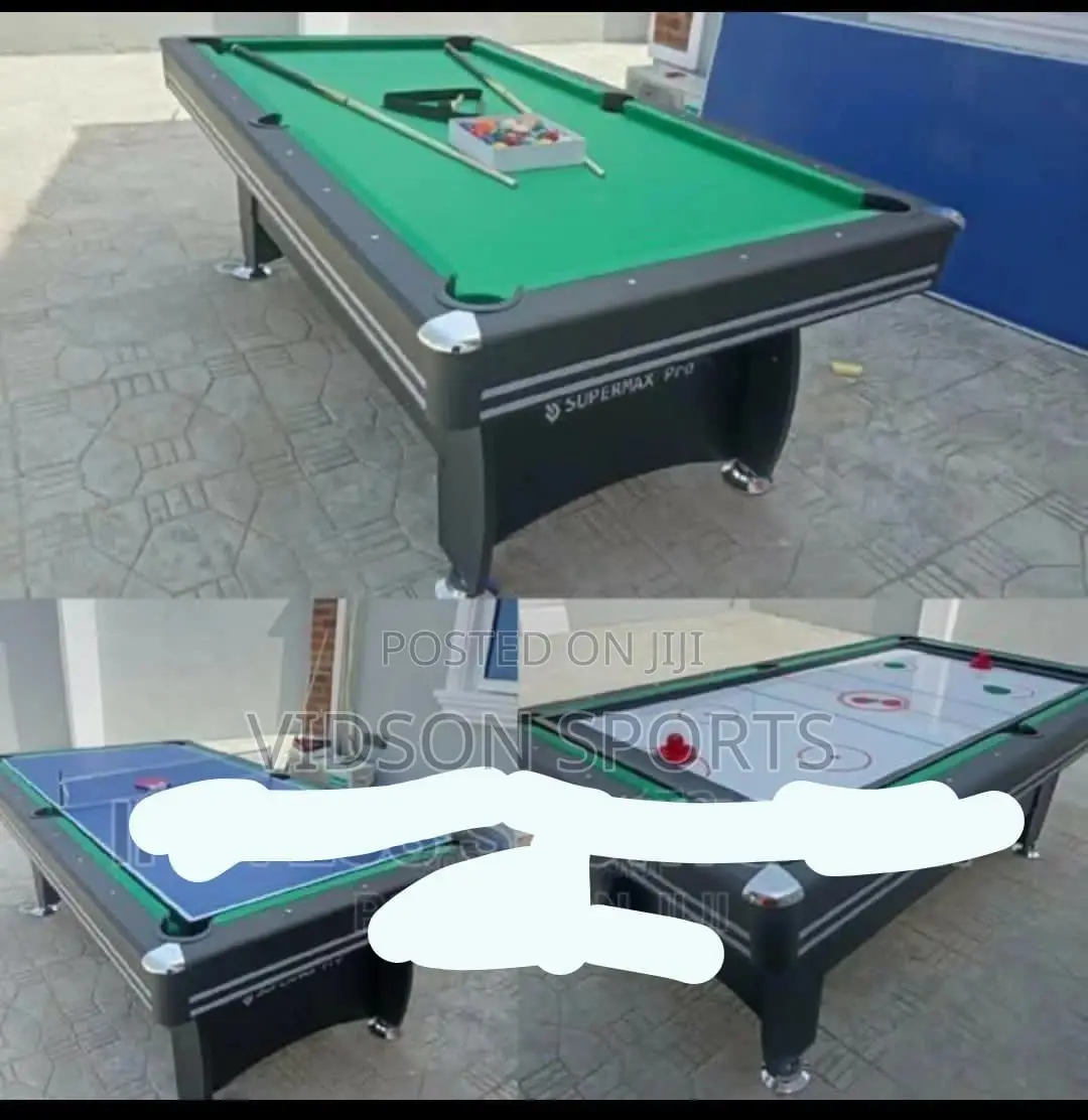 7ft 3 In 1 Snooker Board, Table Tennis Board And Air Hockey