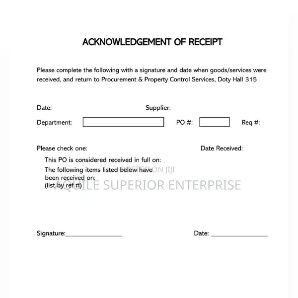 Goods Acknowledgement Receipt Printing