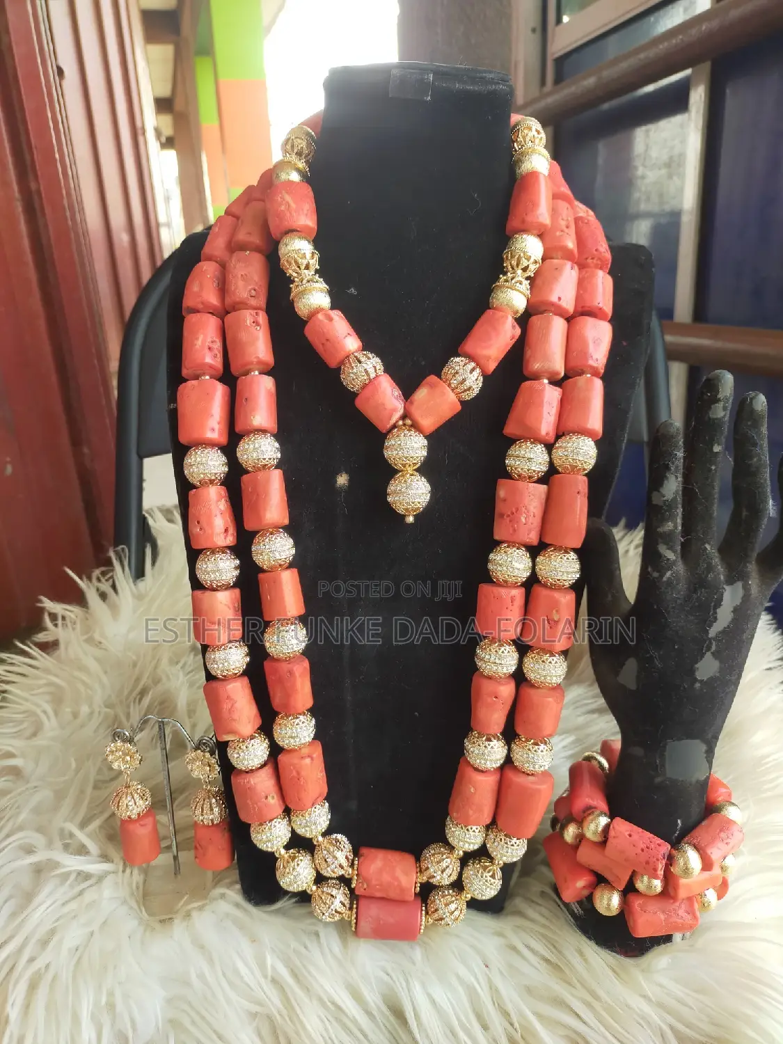 Original Coral Beads With Gold Findings