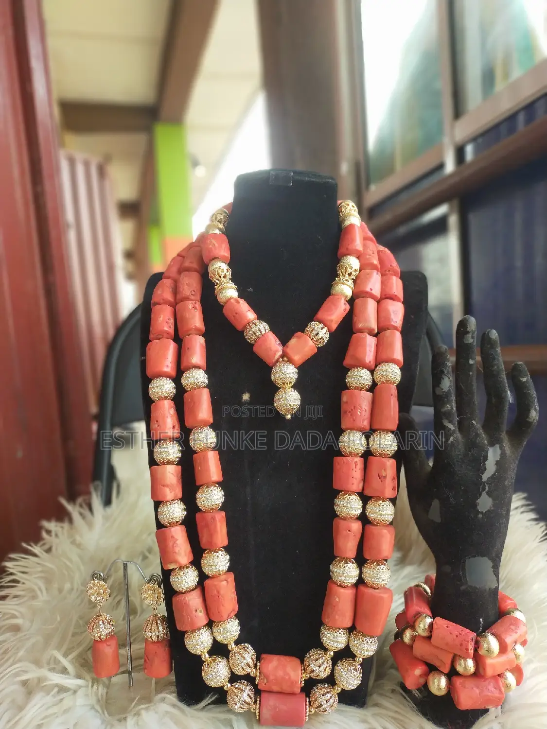 Original Coral Beads With Gold Findings