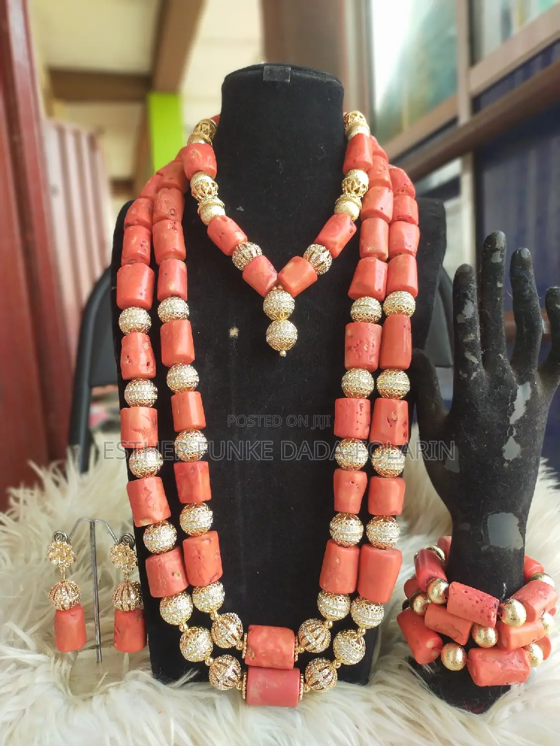 Original Coral Beads With Gold Findings