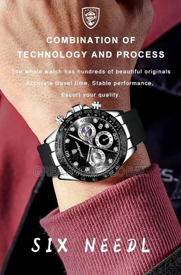 Perfect Working Chronograph Poedagar Movement Wristwatch.