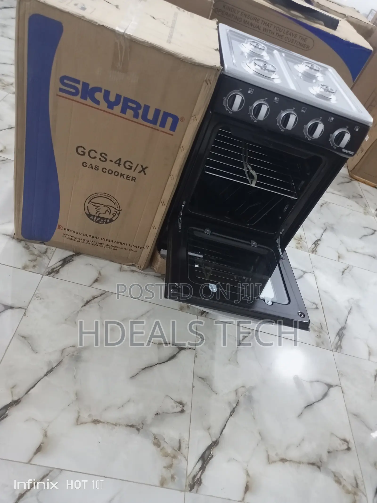 Skyrun 4 Gas Burner Standing Cooker