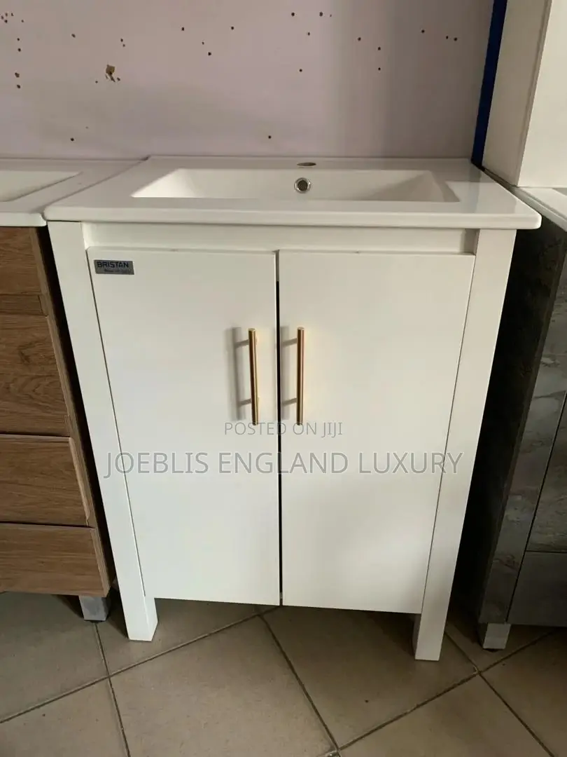 PVC White Cabinet With Ceramic Basin
