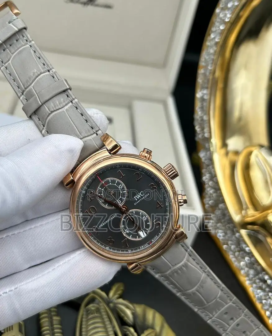 Original IWC Schaffhausen Chronograph Gray Leather Watch