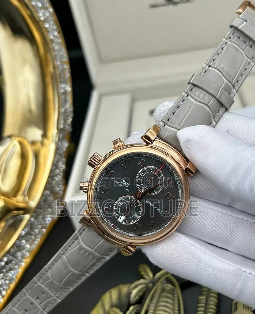 Original IWC Schaffhausen Chronograph Gray Leather Watch