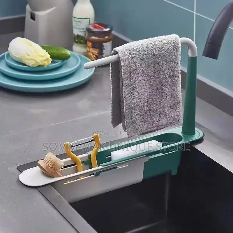 Sink Drain Rack Storage Basket Kitchen Gadgets Telescopic