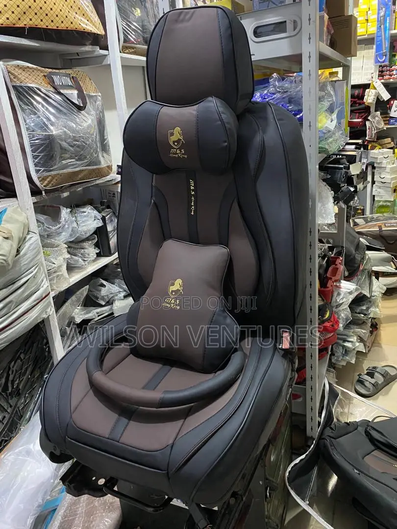 5 Seater Coffee Brown and Black Car Seat Cover