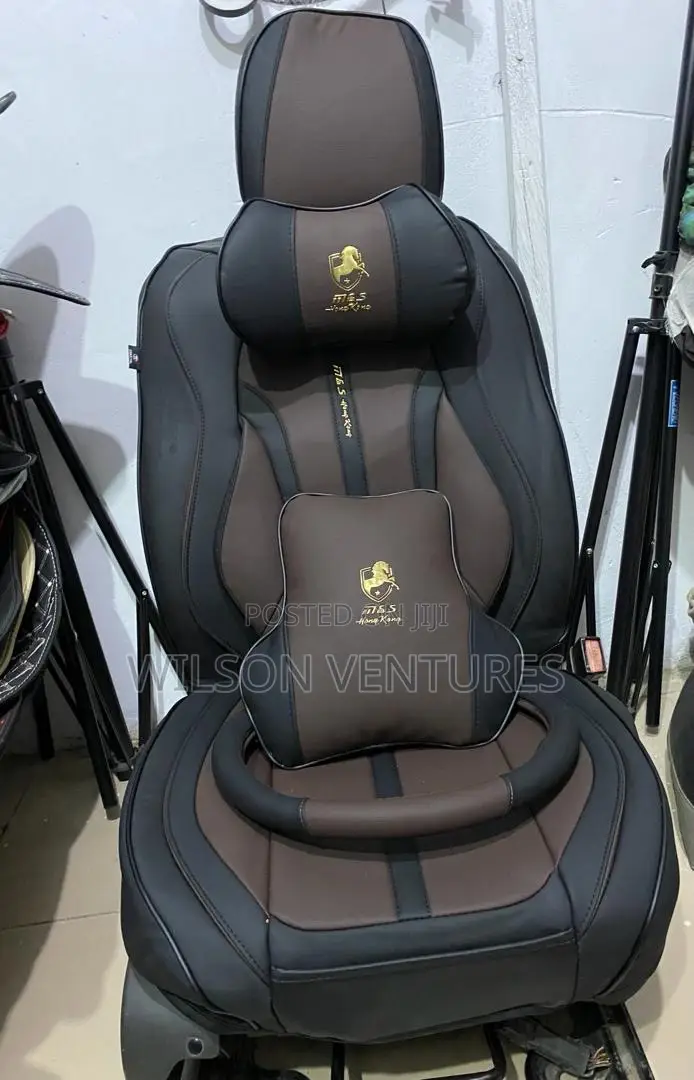 5 Seater Coffee Brown and Black Car Seat Cover