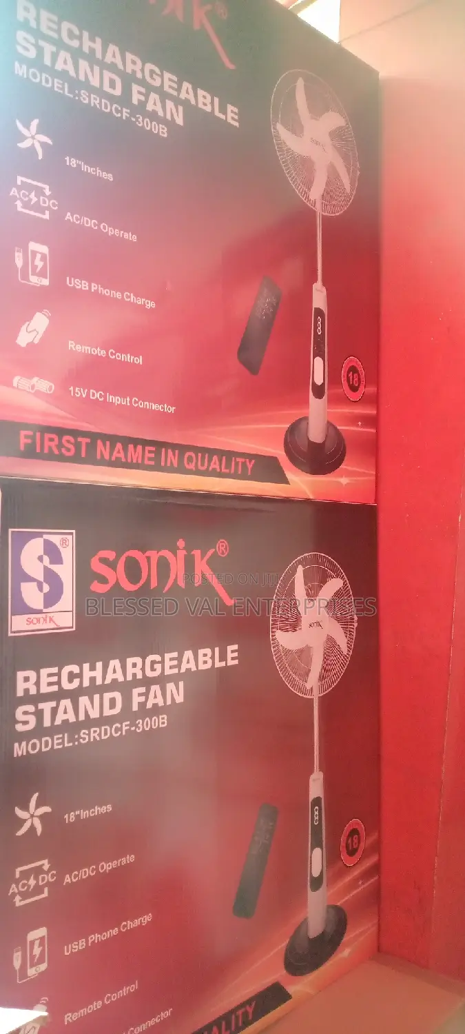 Sonik 18 Inches Rechargeable Stand Fan