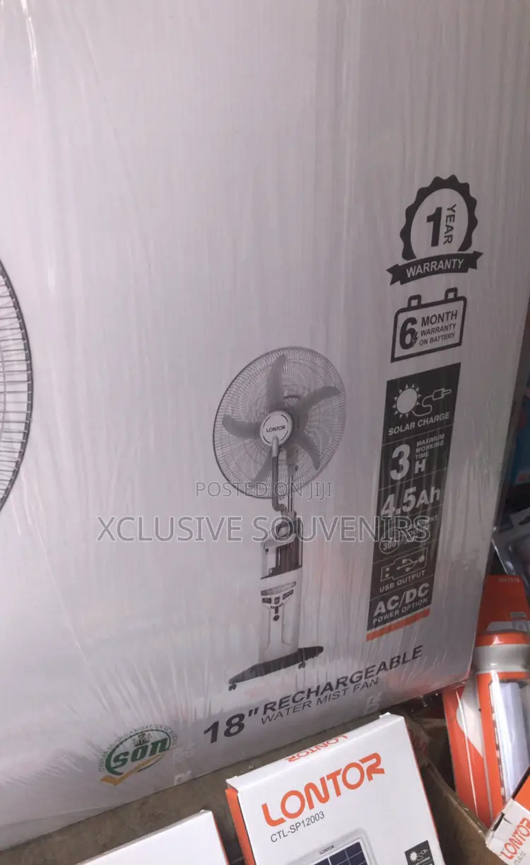 18” Lontor Rechargeable Water Mist Fan