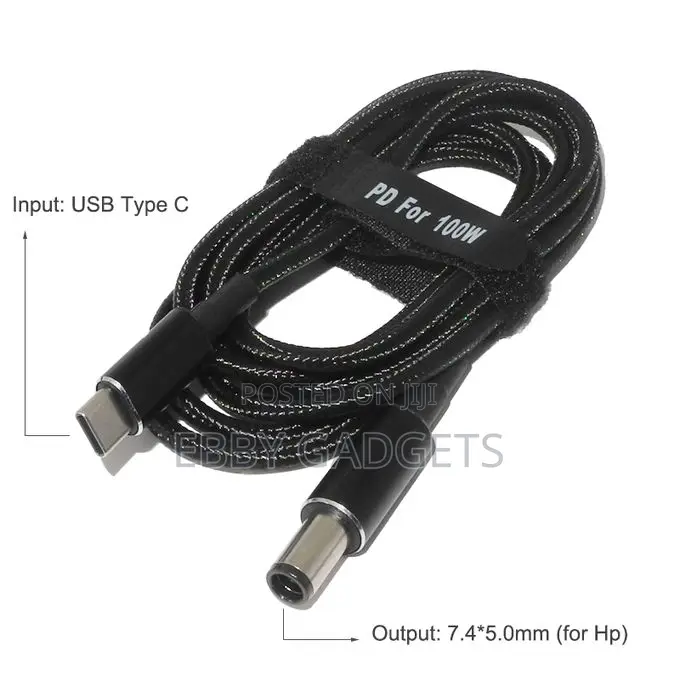PD 100W Usb-C 18.5-20v to 5.5x2.5 Universal Laptop Cable Sm