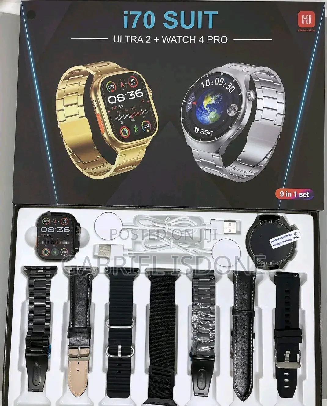 Smart Watch I70 Sult. 2 In 1. Watch. With 7 Strap.